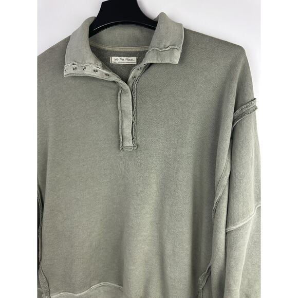 We The Free People Camden Henley Long Sleeve Sweatshirt XS Slouchy Boho Grunge - Picture 7 of 15